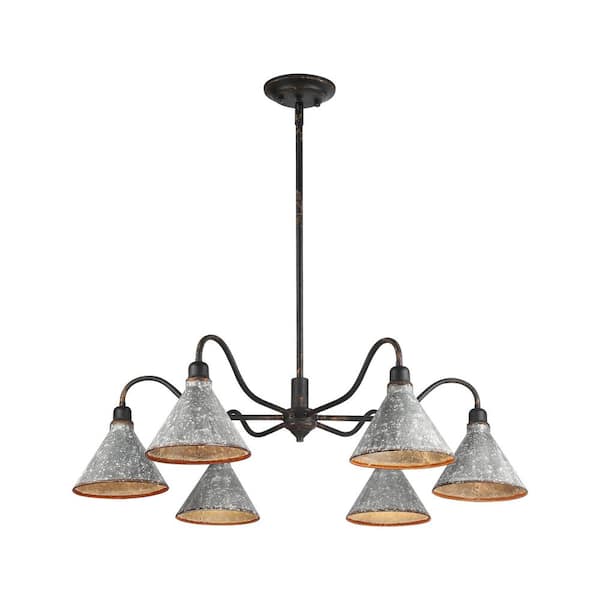 Golden Lighting Jasper 6 Light Antique Black Iron Chandelier for Dining, Foyer, Kitchen, Living with No Bulbs Included