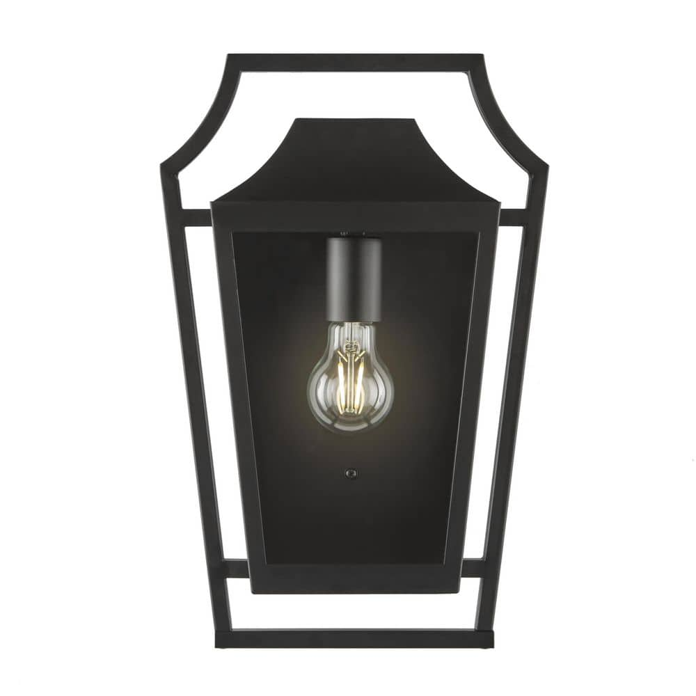 Elsmere 16 in. Matte Black 1-Light Outdoor Line Voltage Wall Sconce with No Bulb Included -  Hampton Bay, HB7099-43