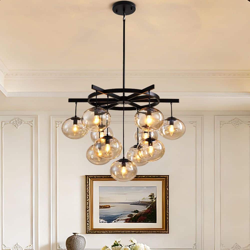 WDETR 11-Light Dimmable Sputnik Black Modern Bubble Cluster