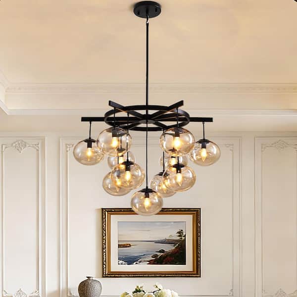 chandelierデスク WDETR 11-Light Dimmable Sputnik Black Modern Bubble Cluster