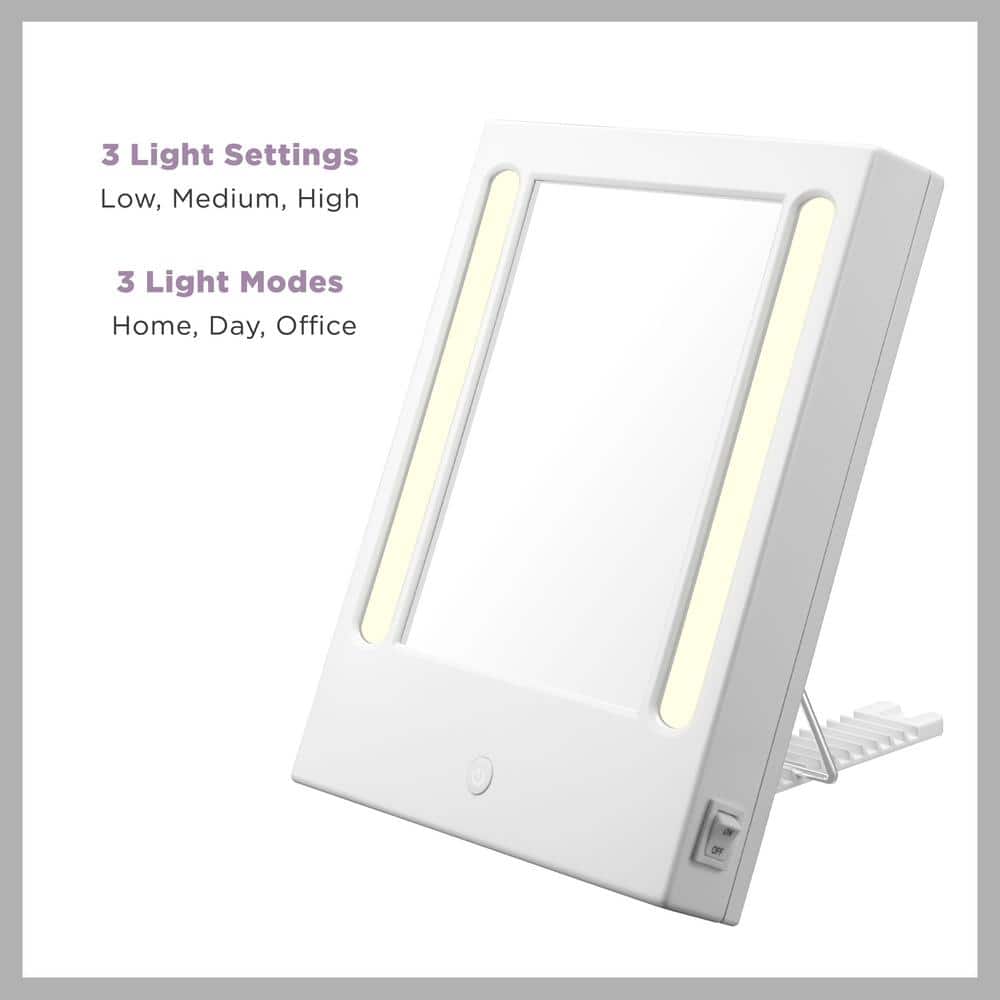 White LED Lighted Rectangular Magnifying Vanity Mirror
