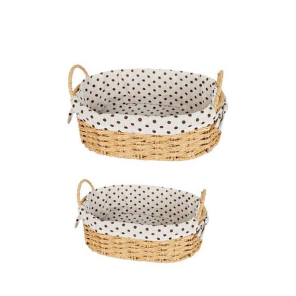 Empty Easter Basket with Handles Brown 8.2 in. x 4.1 in. Paper Rope Decorative Baskets (Set of 2) LX0964