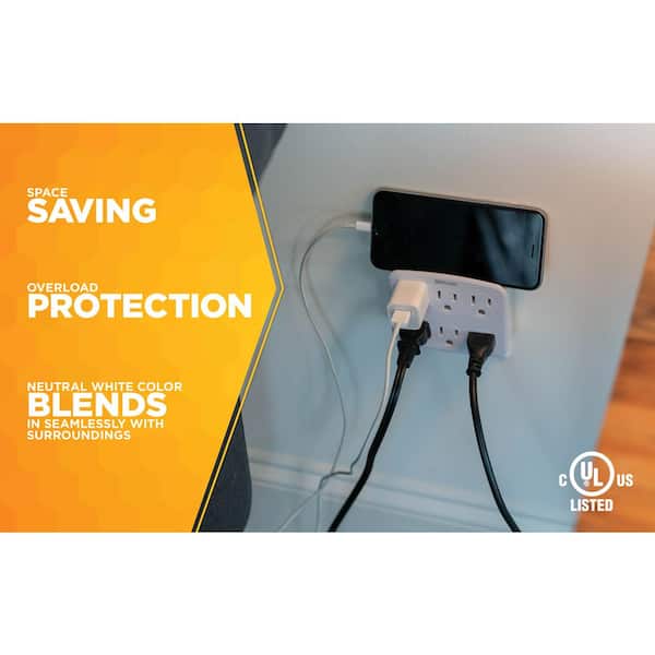 Woods - 6-Outlet Wall Tap with Phone Cradle