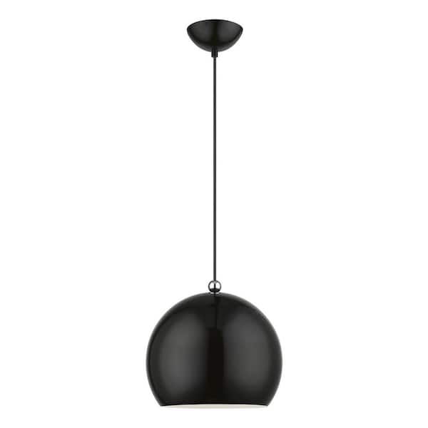 Hallshire 1-Light Shiny Black Island Globe Pendant