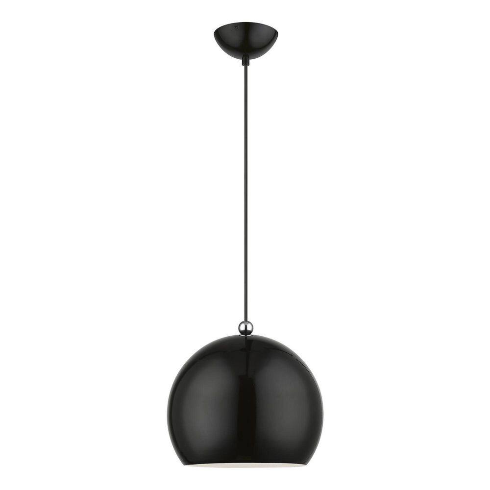 Stockton 11.75" Black and White Globe Pendant with Chrome Accents