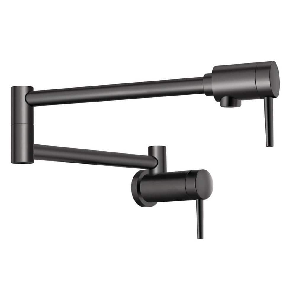 Matte Black Contemporary Wall Mount Pot Filler Faucet