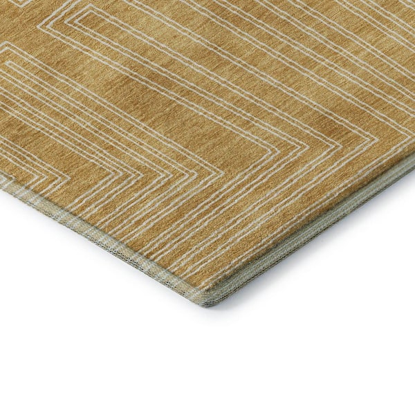 Mayfield Premium Machine Washable Abstract AMF1045 Gold 2 ft. x 3 ft. Area Rug