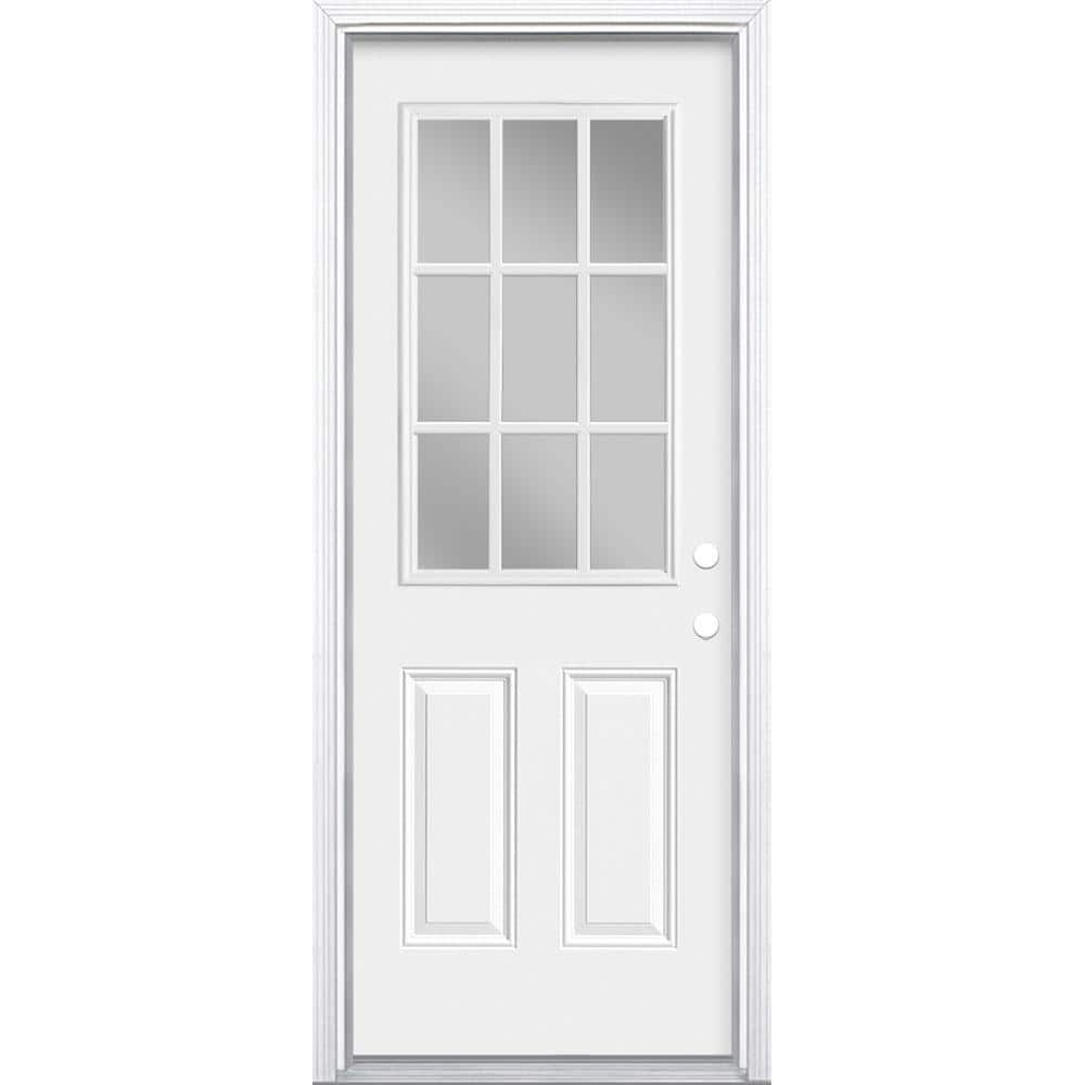 Masonite 30 In. X 80 In. Premium 9 Lite Primed White Left Hand Inswing ...