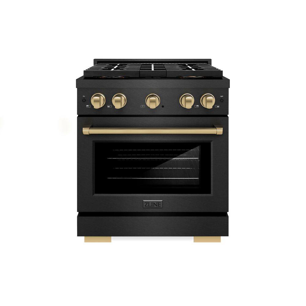 Autograph 30 in. 4.2 cu. ft. Dual Fuel Range with 4 Burner DuoPro Cooktop in Black Satin Stainless and Champagne Accents price history on PriceWatchPro