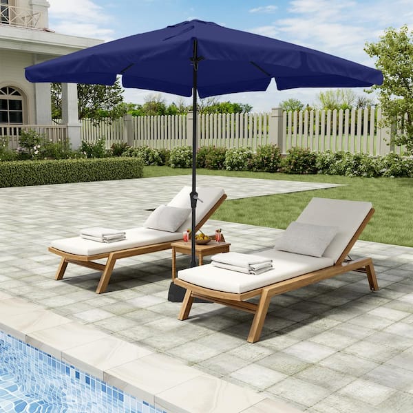 10 ft. x 8 ft. Rectangle Navy Blue Market Patio Umbrella with Square Umbrella Base
