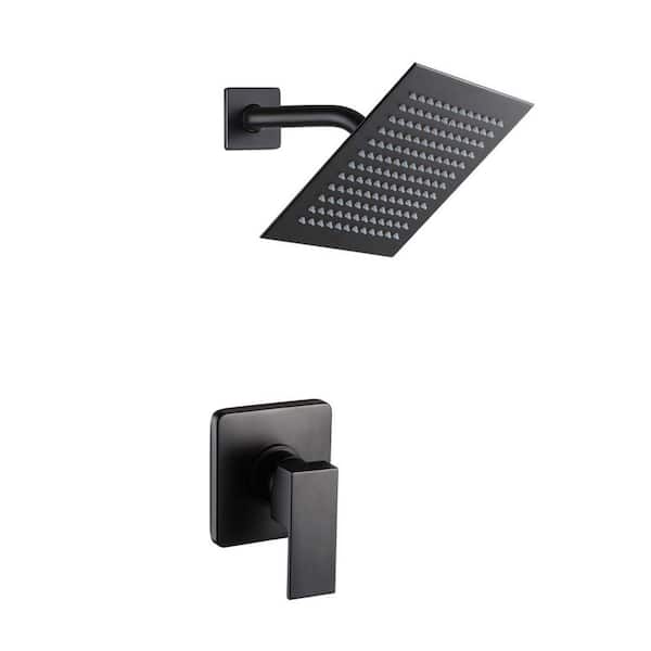 FAWEY TRED INC Black Stainless Steel Shower Faucet Set Showerhead, Single Function Shower Trim Kit with Rough-In Valve