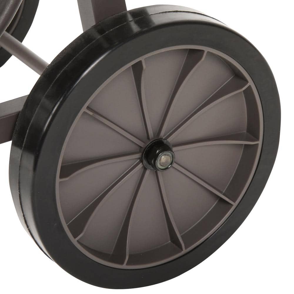 Gray Decorative Metal 2-Wheel Hose Reel Cart with Manual Crank