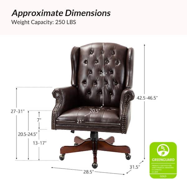JAYDEN CREATION Micaela Brown Swivel Executive Chair with Nailhead