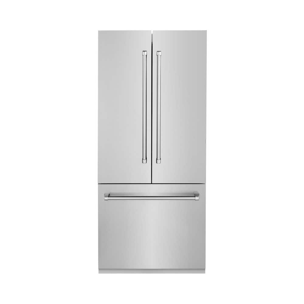 36 in. 3-Door French Door Refrigerator with Internal Ice and Water Dispenser in Stainless Steel