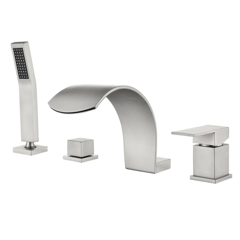 Ami Single-Handle Four Hole Tub Deck Mount Roman Tub Faucet with Hand Shower in Brushed Nickel price history on PriceWatchPro