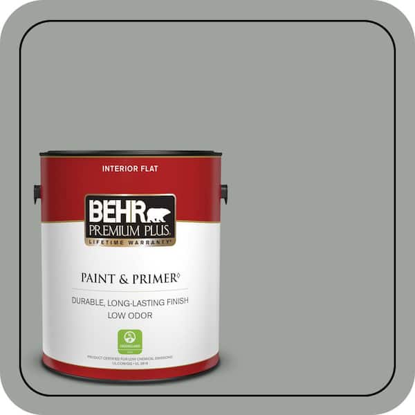 BEHR PREMIUM PLUS 1 gal. #710F-4 Sage Gray Flat Low Odor Interior Paint & Primer