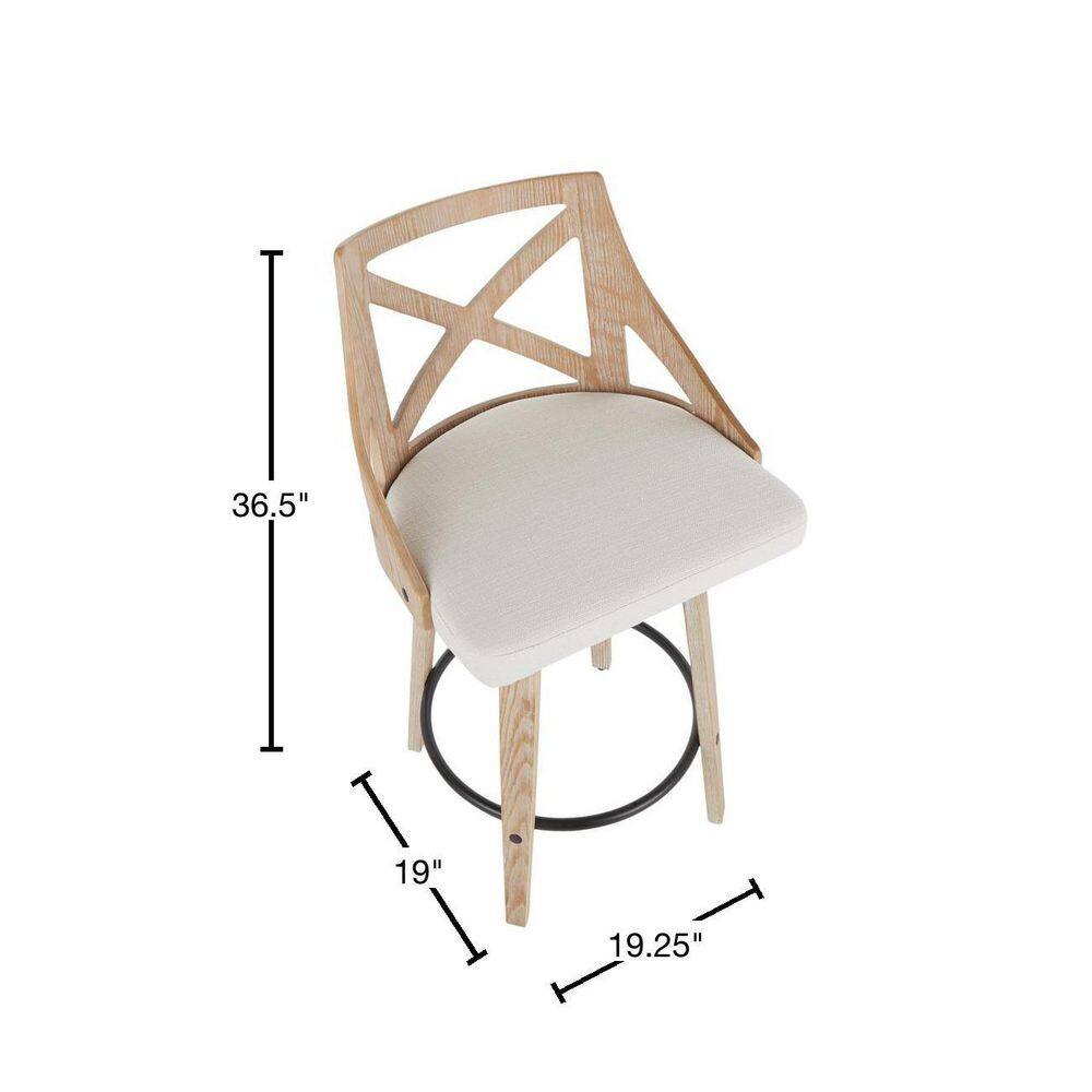 Charlotte Beige Swivel Wood and Metal Counter Stools, Set of 2