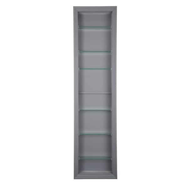 3.5 in. x 15.5 in. x 55.5 in. Nantucket Primed Gray Wood Recessed Wall Niche