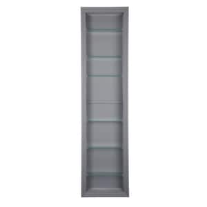 Nantucket 3.5 in. x 15.5 in. x 61.5 in. Primed Gray Wood Recessed Wall Niche