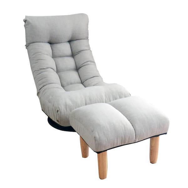 22.8 in. Gray Fabric Single Sofa Reclining Chair Japanese Chair Lazy Sofa  Tatami Balcony Reclining Chair Leisure Sofa