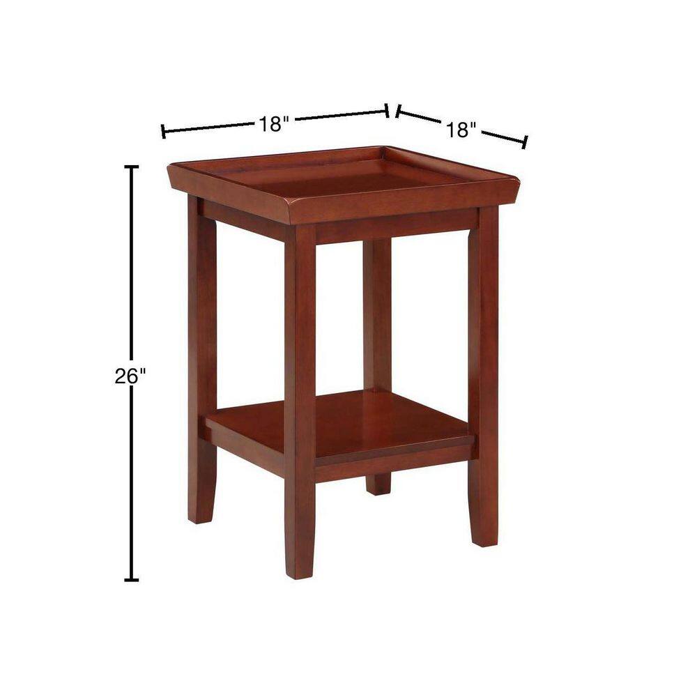 Mahogany 18" Rectangular End Table with Shelves