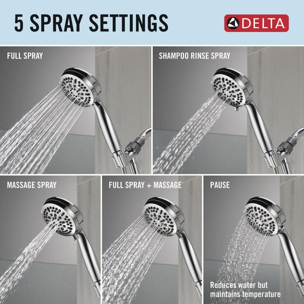 Chrome Adjustable Height Multi-Head Handheld Shower with Pulse