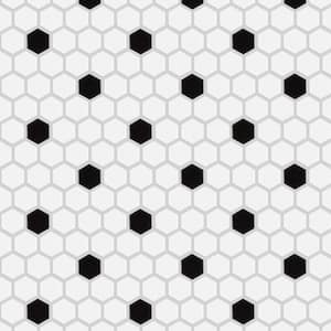 Madison 1 in. Hex Matte Cool White with Black Dot 10-1/4 in. x 11-7/8 in. Porcelain Mosaic Tile (619.2 sq. ft./Pallet)