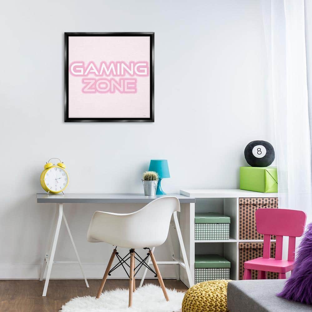 Pastel Pink Gaming Zone by Yass Naffas Designs Black Floater Frame Typography Graphic Art Print 25 in. x 25 in.