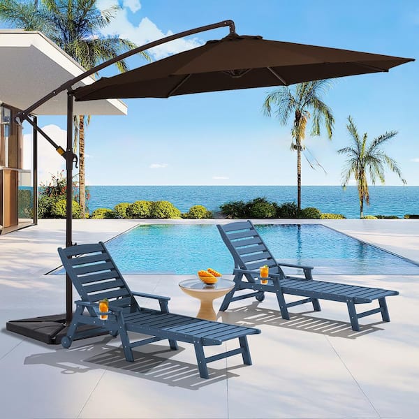 JEAREY 10 ft. Steel Cantilever Patio Umbrella with weighted base in Brown