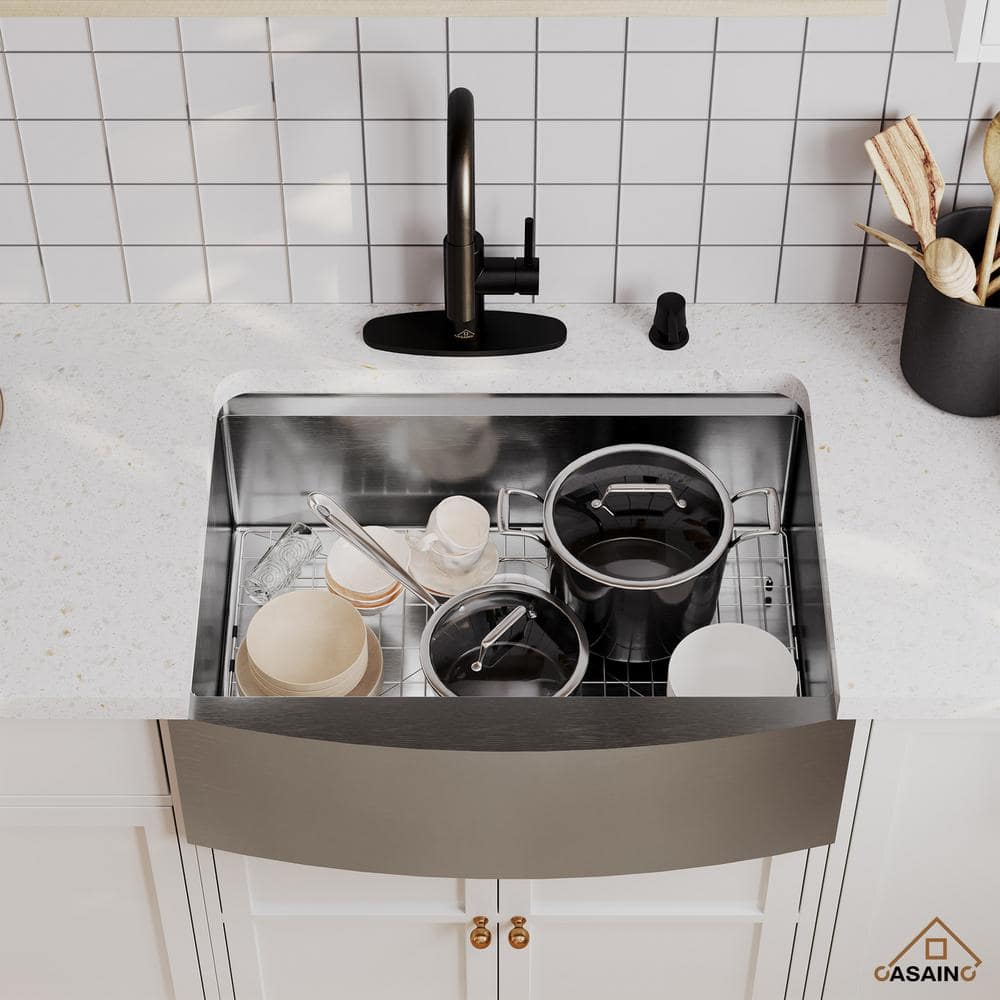 33" Stainless Steel Single Bowl Farmhouse Kitchen Sink with Accessories