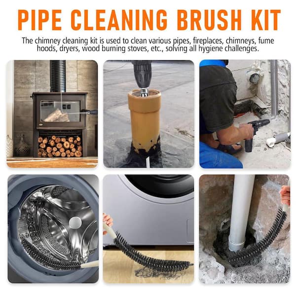 SenQWFa 30 ft. Chimney Sweep Kit w/ 6 in. Brush, 23 Nylon Rods