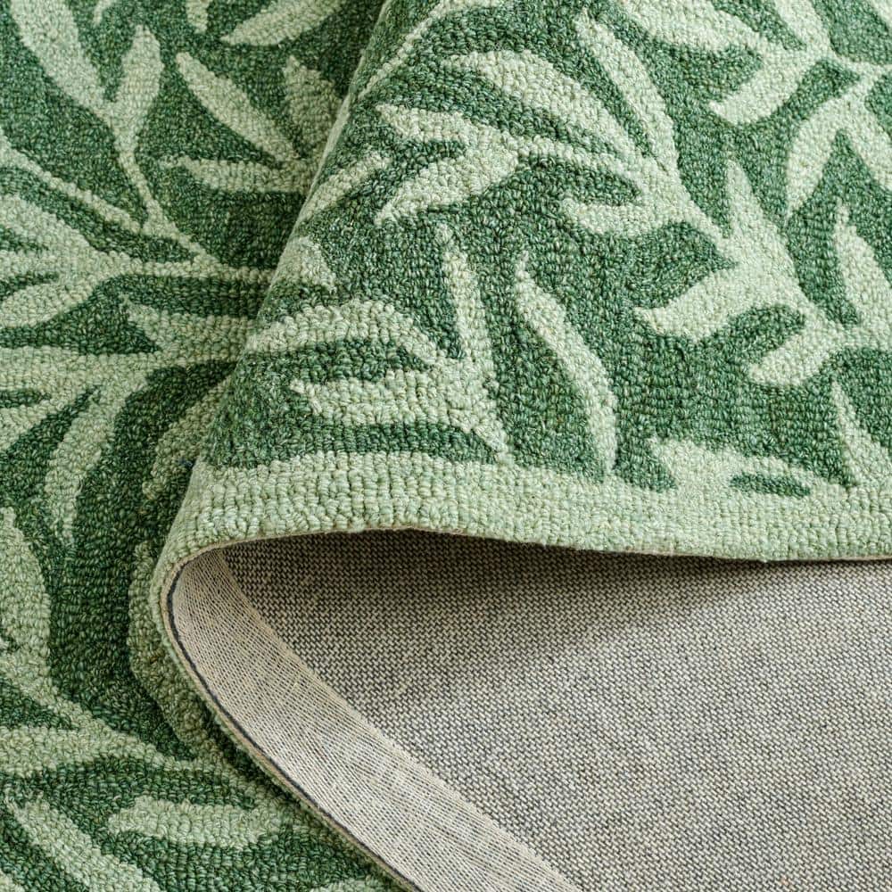 Handmade Green Floral Tufted Wool 9' x 12' Rug