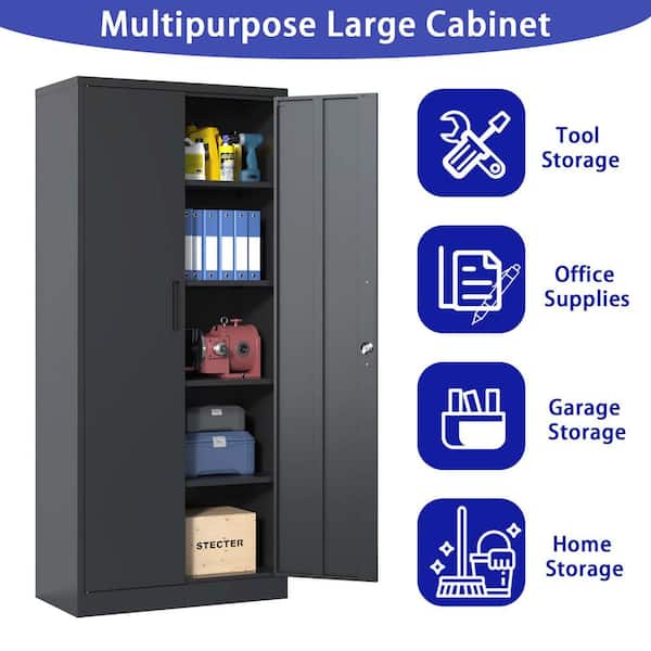 Boyel Living 5-Tier Black 72 in. H Metal File Storage Cabinet