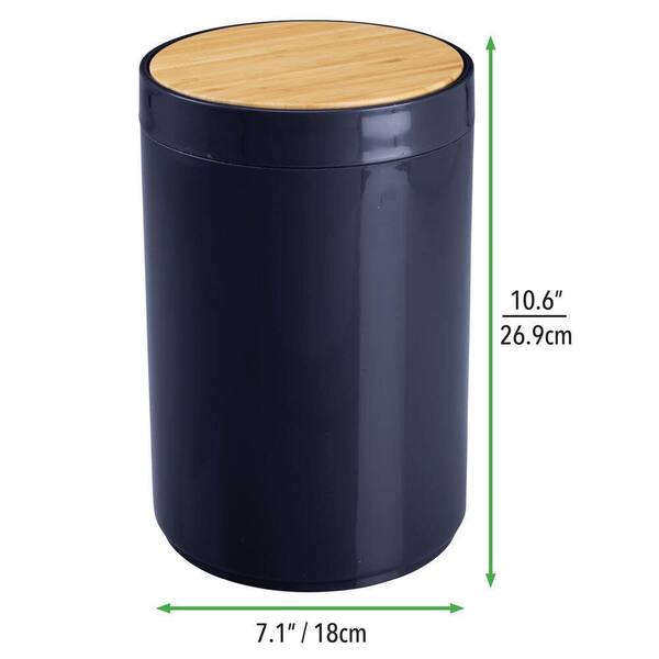 1.3 Gal. Navy Plastic Circular Trash Can with Swinging Closure Lid