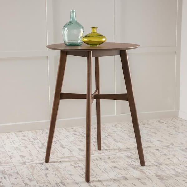 Halo Square Bar Height Table With Glass Top Wood/walnut - Winsome : Target