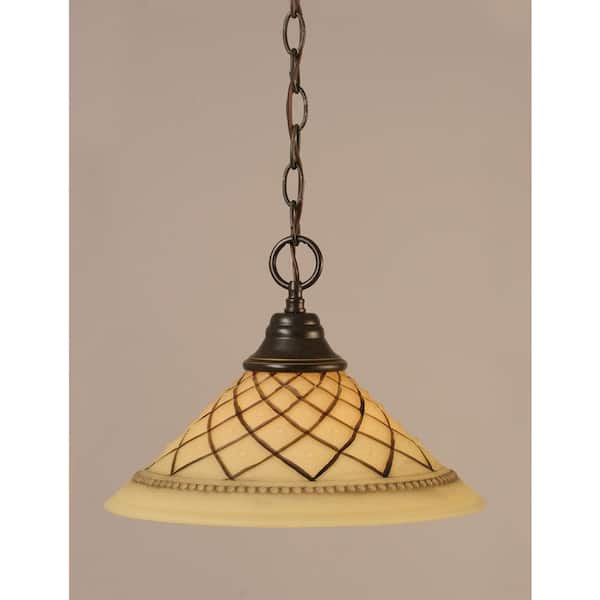 Unbranded Kingston 100-Watt 1-Light Dark Granite Bowl Mini Pendant Light with Glass Shade