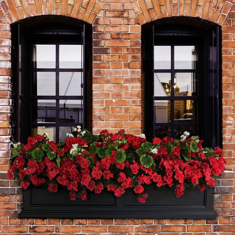 Black Resin 60" Window Box Planter with Water Reservoir