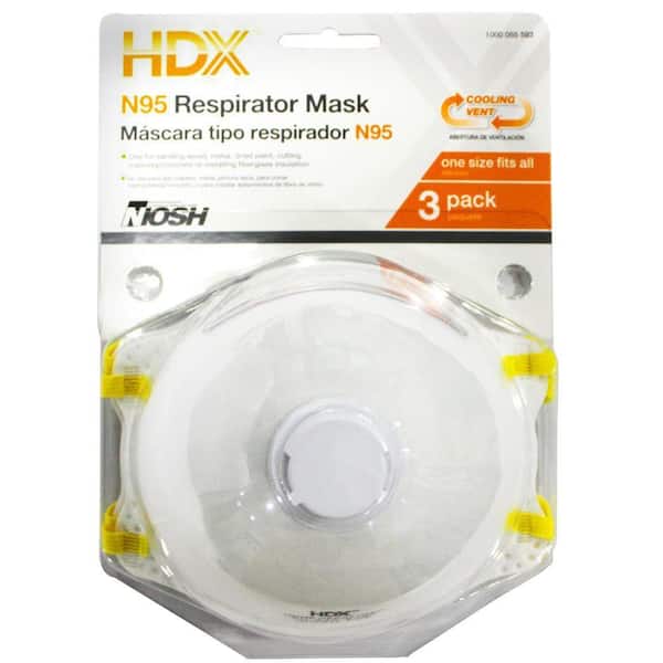 HDX N95 Disposable Respirator Valve Blister (3-Pack)