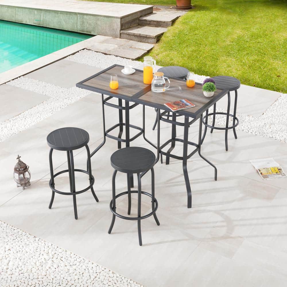 Patio Festival 6-Piece Metal Bar Height Outdoor Dining Set PF19032X2 ...