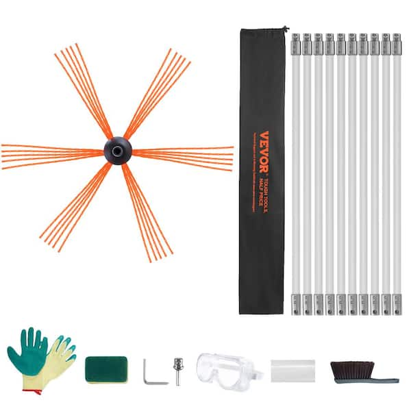 VEVOR 33 Ft. Chimney Sweep Kit W/10 Reinforced Nylon Flexible Rods 360 ...