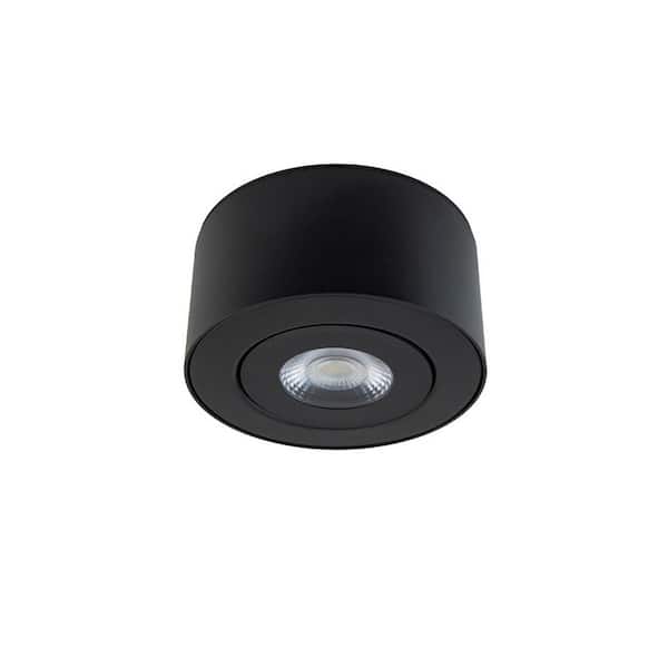 WAC Lighting Peek 1-Light Black LED Outdoor Flush Mount Light with Universal Voltage and Selectable CCT