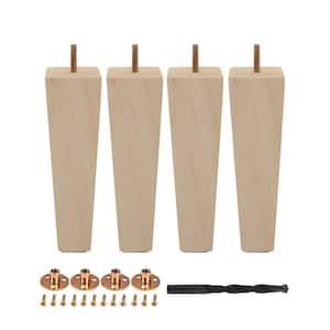 8 in. x 2-1/4 in. Mid-Century Unfinished Hardwood Square Taper Leg (4-Pack)