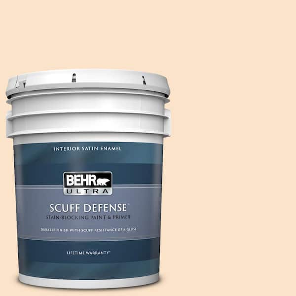 BEHR ULTRA 5 gal. #300C-2 Sand Dollar White Extra Durable Satin Enamel Interior Paint & Primer