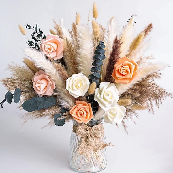 Unbranded 2.76 in. Pampas Grass Artificial Plant Beige Dried Flower Bouquet  Home Wedding Boho Rustic Modern Floral Arrangement 59B1124C1642