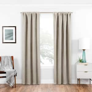 Isanti Ecru Trellis Pattern Polyester 37 in. W x 95 in. L Blackout Single Rod Pocket Curtain Panel