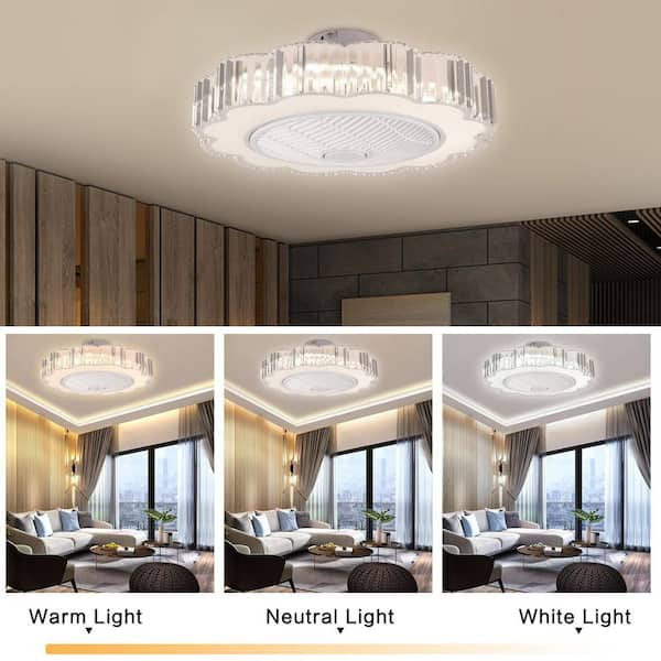 Flower LED Modern Flush Mount Ceiling Fan Lights with Remote