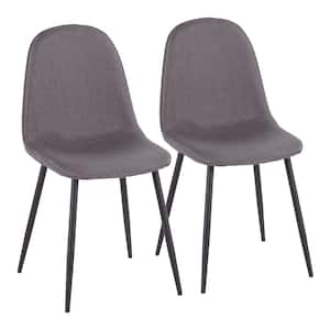 Pebble Charcoal Fabric and Black Metal Dining Chair (Set of 2)