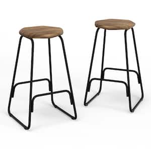 Orson Industrial Metal 26 in. Saddle Counter Height Stool (Set of 2) in Natural