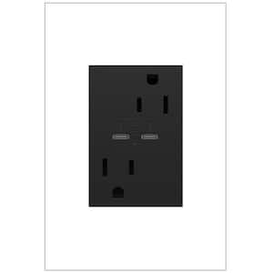 adorne 15 Amp Tamper-Resistant Duplex Outlet with Ultra-Fast 6A PLUS 30W Power Delivery USB Type-C/C, Graphite