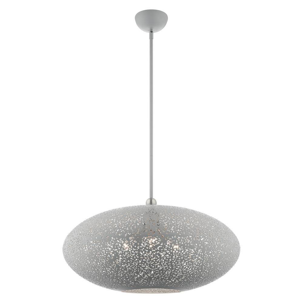 Nordic Gray Brushed Nickel 3-Light Crystal Globe Pendant